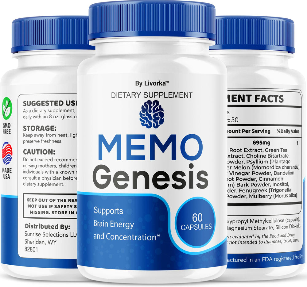 Memo Genesis benefits graphic illustrating brain health