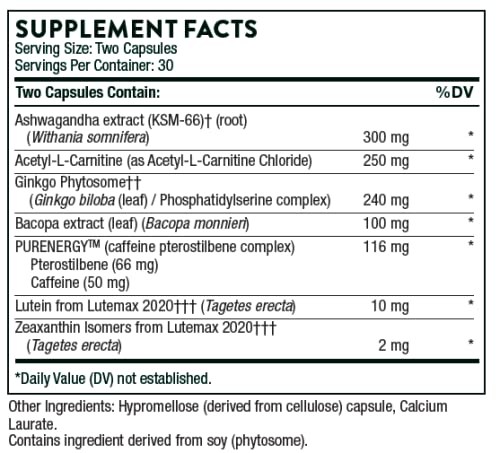 Lutemax, Bacopa, and Pterostilbene components in Memoractiv
