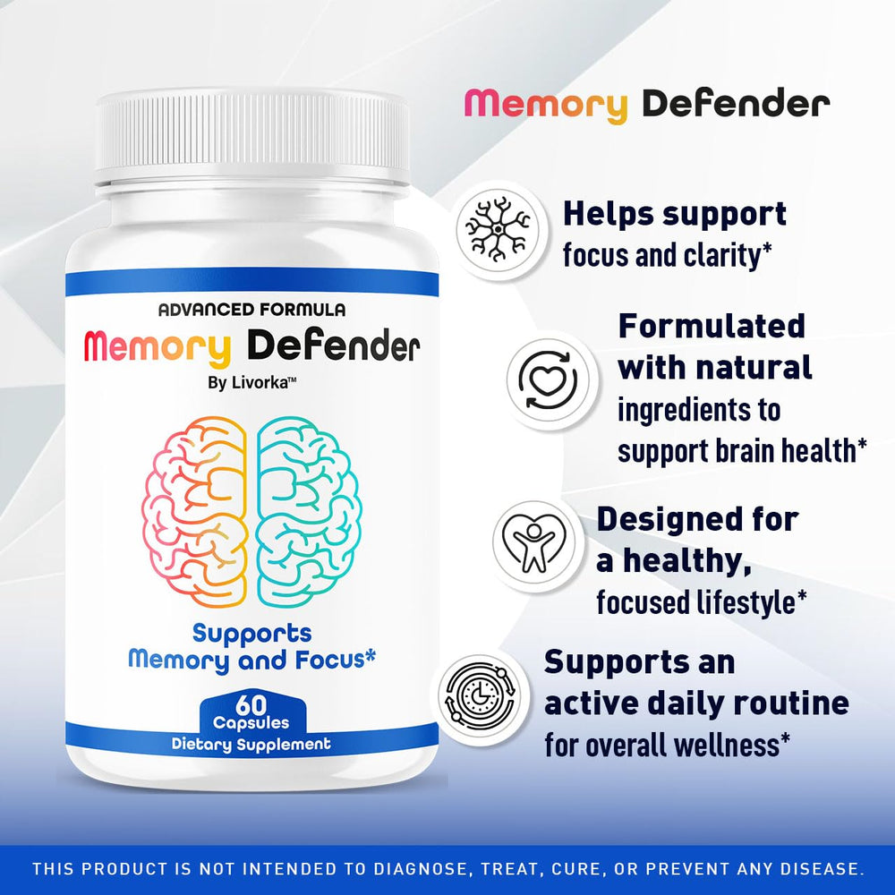 Memory Defender product packaging and bottle