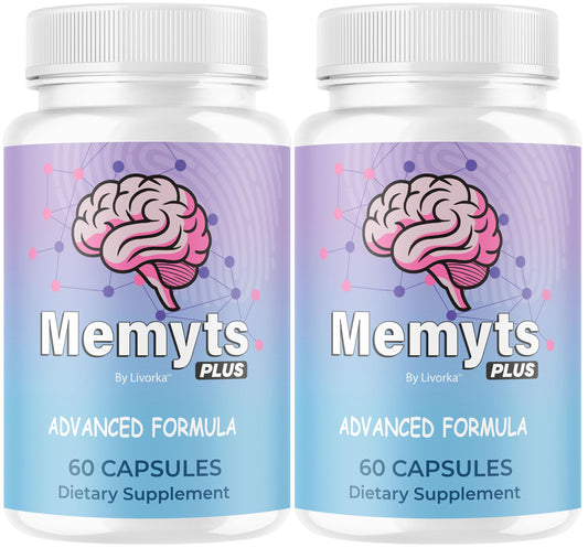 Bottle of Memyts Plus capsules with label