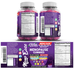 Packaging showing Meno Ease branding with gummies