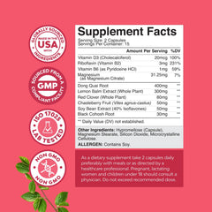 Close-up of menopause supplement bottle