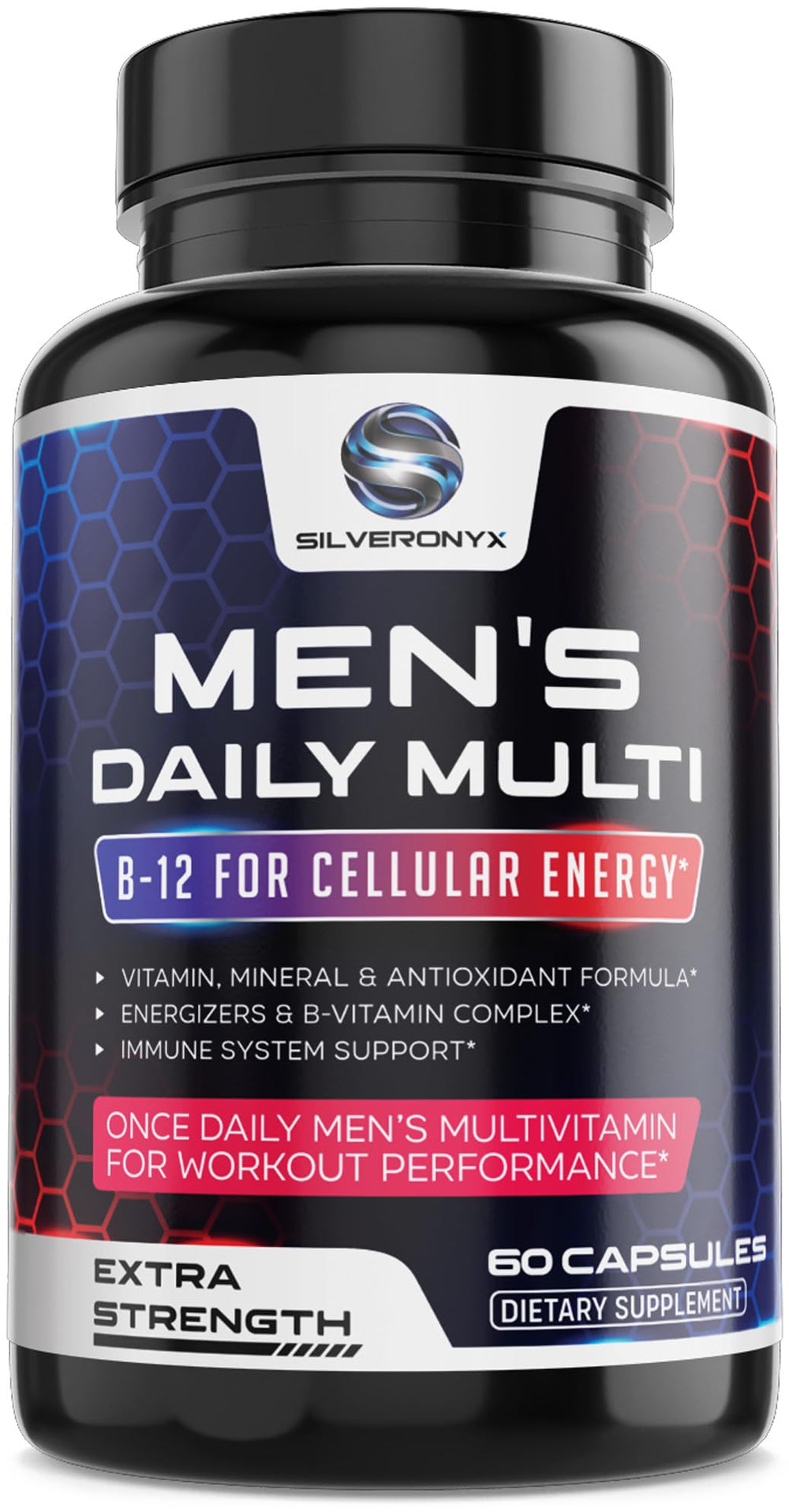 Front view of multivitamin for men bottle with 60 capsules