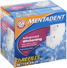 Mentadent Advanced Whitening Mint Toothpaste bottle with 2 refills, 10.5 oz total