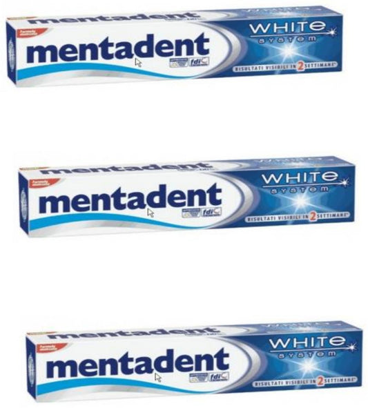 Mentadent White System toothpaste 75ml – pack of 3