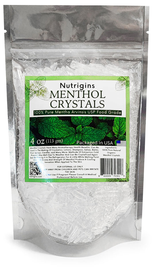 Front view of Menthol Crystals 4 oz resealable bag