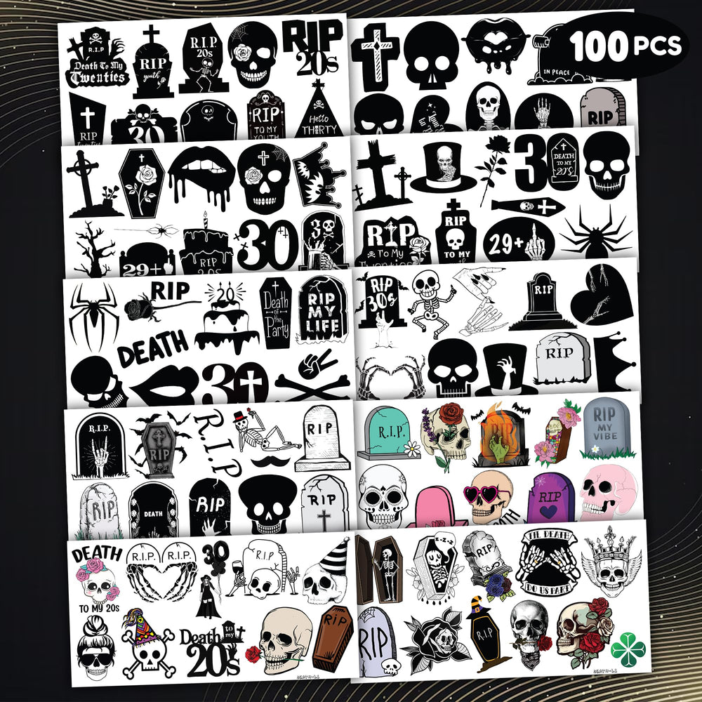 MeoIsDaBest spooky tattoo stickers with humorous elements for parties