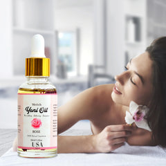 Woman applying MERICH Natural Yoni Oil for intimate care