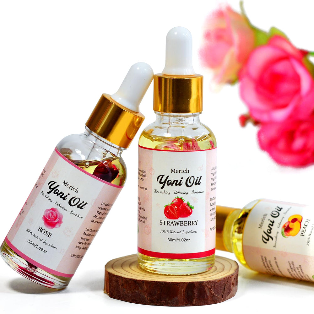 Woman using Yoni oil in a private setting