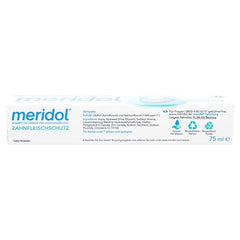 Meridol logo visible on toothpaste packaging