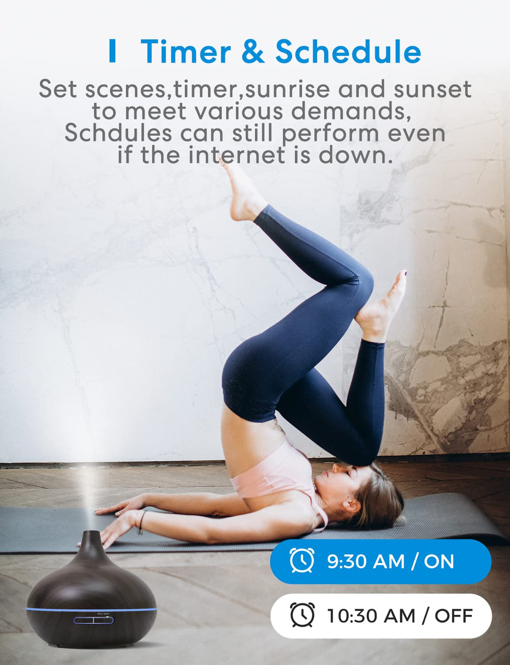 Close-up of diffuser showing LED color options