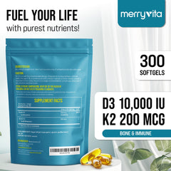 Vegan, gluten-free, non-GMO D3 K2 softgels with coconut oil