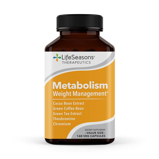 Front view of Metabolism supplement bottle with 140 capsules