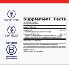 Close-up of Metagenics Berberine GT bottle label
