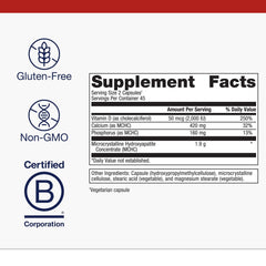 Metagenics Bone Builder Plus capsules closeup, showcasing veggie capsules for gluten-free diets.
