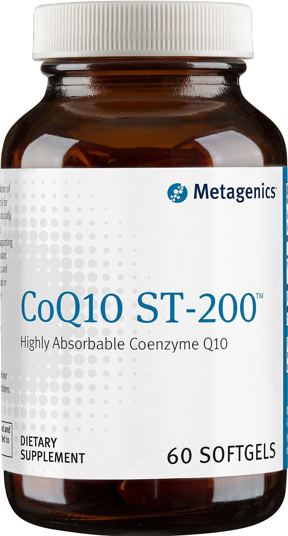 Nutrition facts panel for CoQ10 ST-200