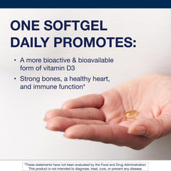 Graphic illustrating vitamin D3 supporting immune, bone, and heart health