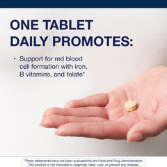 Ingredients label for Metagenics Hemagenics iron supplement with B vitamins and folate