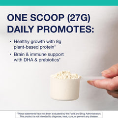 Back panel with nutrition facts and ingredients on MetaKids Nutrition Powder