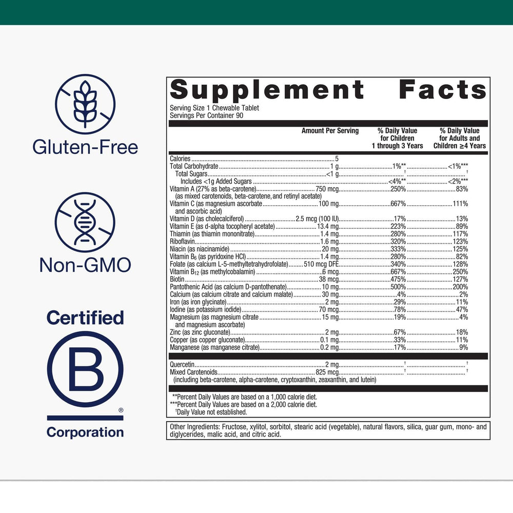 Chewable multivitamin tablets for kids and adults