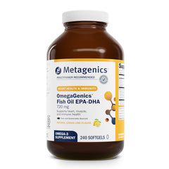 Bottle of Metagenics OmegaGenics Fish Oil 720 mg EPA-DHA softgels