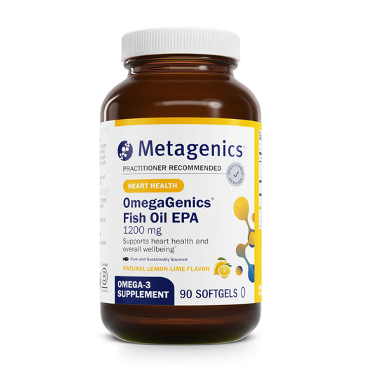 Front view of Metagenics OmegaGenics Fish Oil EPA 1200 bottle