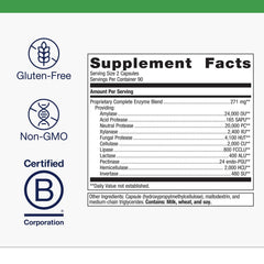 Close-up of SpectraZyme capsules showing plant-based enzymes for protein, fat, and carb digestion.