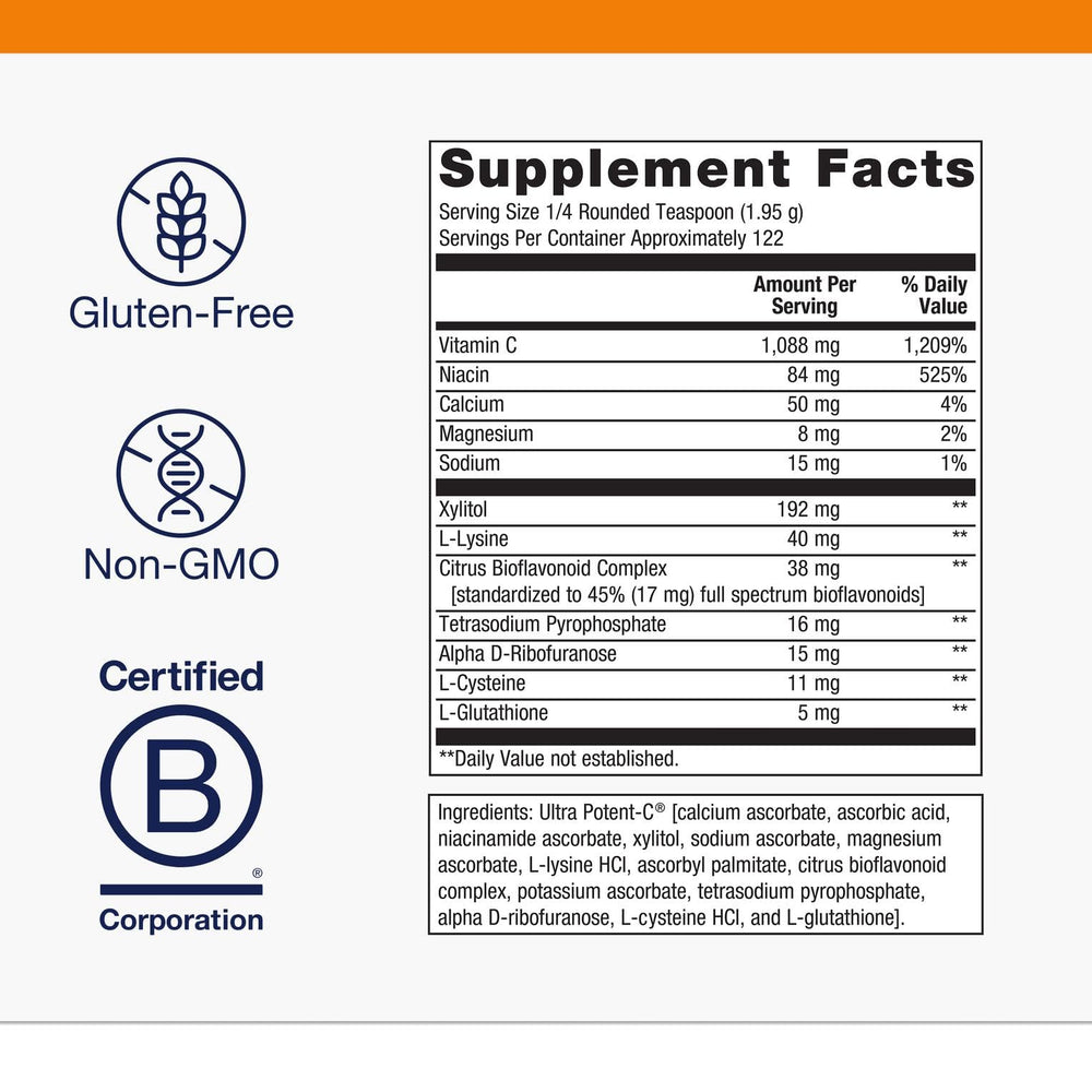 Bottle of Metagenics Ultra Potent-C Vitamin C Powder