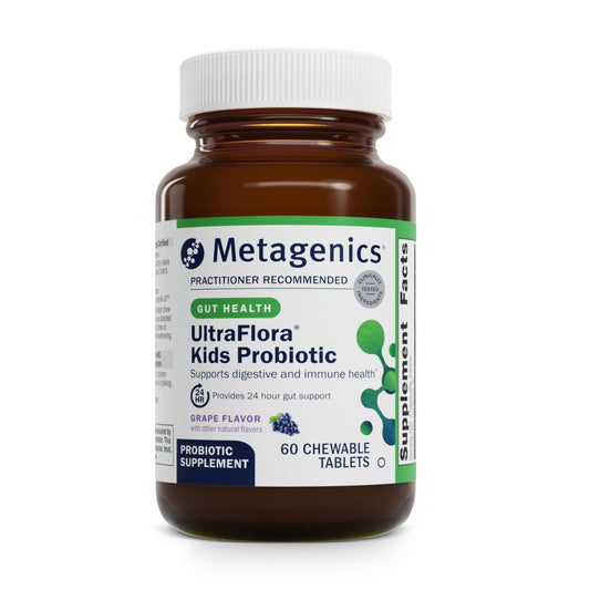 Metagenics UltraFlora Kids Probiotic packaging with 60 tablets