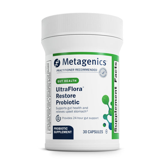 Metagenics UltraFlora Restore probiotic bottle with label