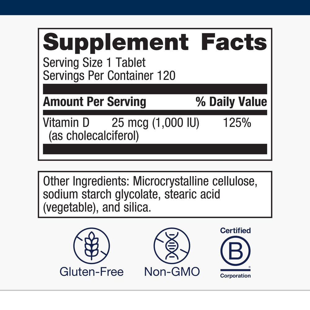 Close-up of Vitamin D3 1000 IU microtablet