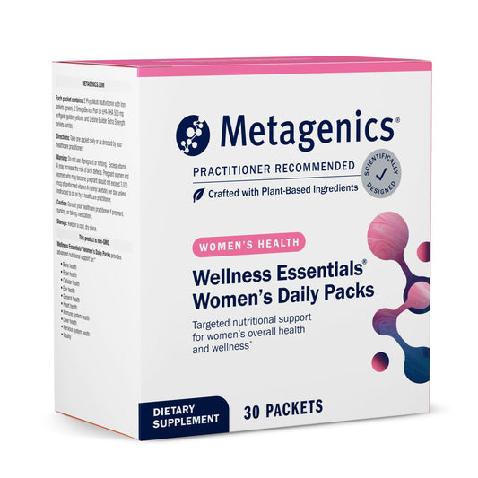Front view of Metagenics Wellness Essentials Women’s Daily Packets box
