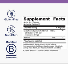 Close-up of melatonin and kava root ingredients in MetaSleep