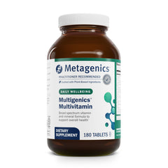 Front view of Metagenics Multigenics Multivitamin bottle with 180 tablets