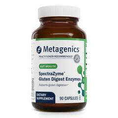 Front view of Metagenics SpectraZyme Gluten Digest Capsules bottle