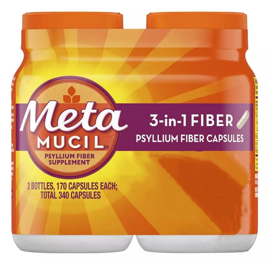 Metamucil value pack with two 170-cap bottle setup for regularity
