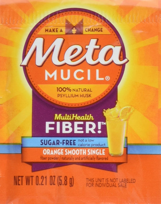Metamucil MultiHealth Fiber Singles Orange Smooth Sugar Free 30-pack – hero image