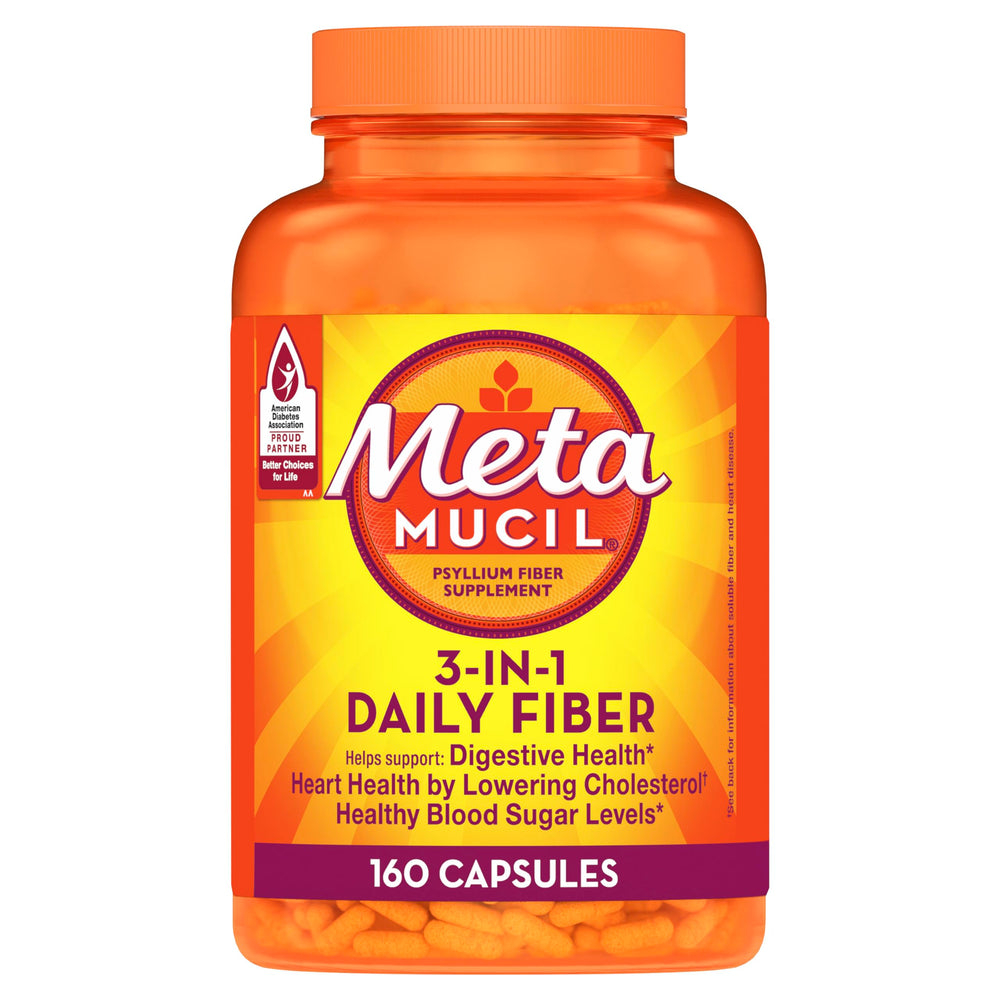 Metamucil Psyllium Husk Capsules bottle with label