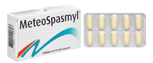 MeteoSpasmyl soft capsules packaging with 20 capsules