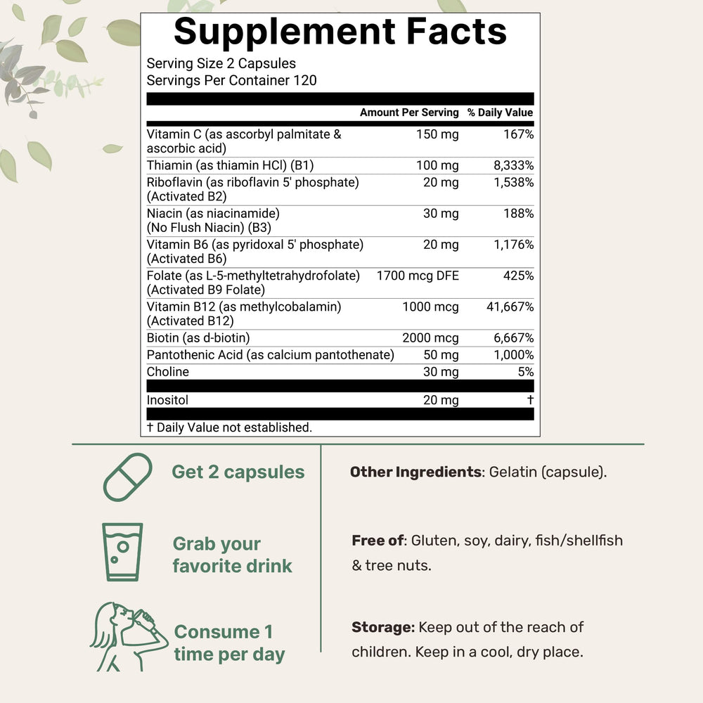 11-in-1 methylated B vitamins with methylfolate and methylcobalamin