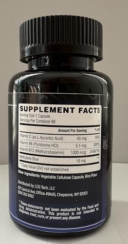 Methylene Blue 10 mg capsules with Vitamin C, B6 and B12