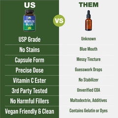 Vegan-friendly label on Methylene Blue capsules ingredients