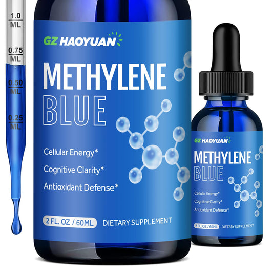 Bottle of GZ HAOYUAN Methylene Blue Drops USP Grade 1% 2 oz