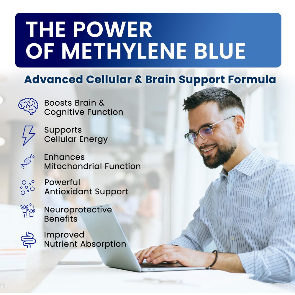 Front label of Methylene Blue Drops USP Grade 1% 2 oz