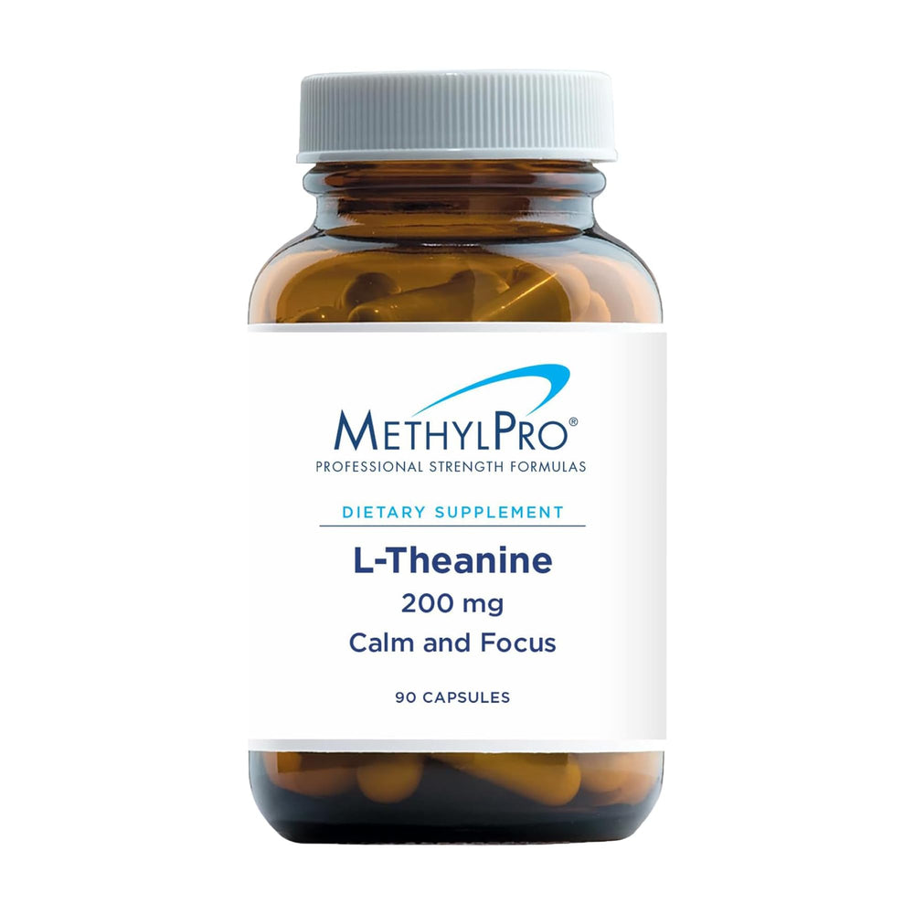 MethylPro L-Theanine 200mg bottle with 90 capsules