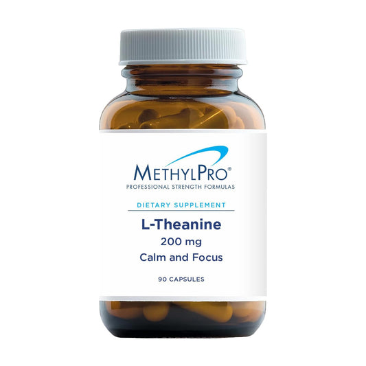 MethylPro L-Theanine 200mg bottle with 90 capsules