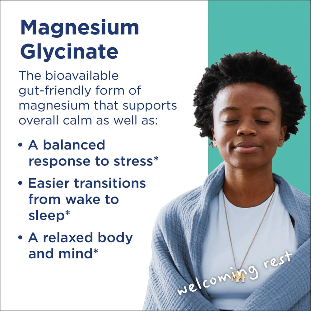 Chelated magnesium glycinate with vitamin C for sleep and calm