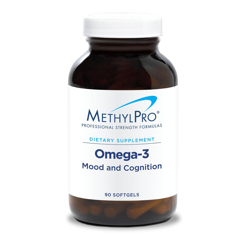 MethylPro Omega-3 bottle with 90 softgels