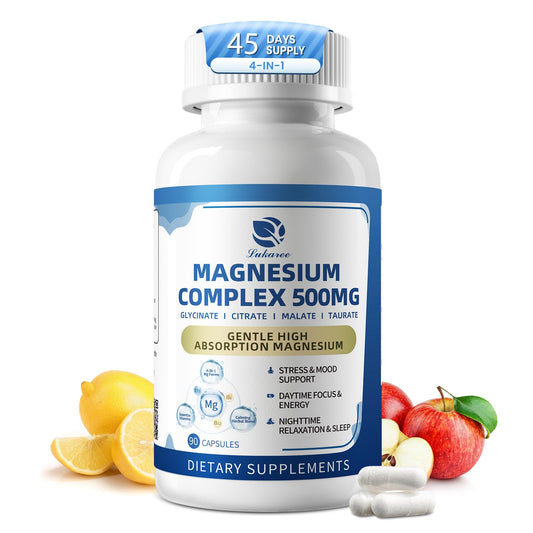 Magnesium Complex 500mg bottle label – 4-in-1 formula
