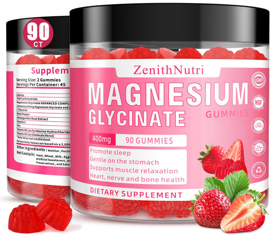 Bottled magnesium glycinate gummies with ashwagandha